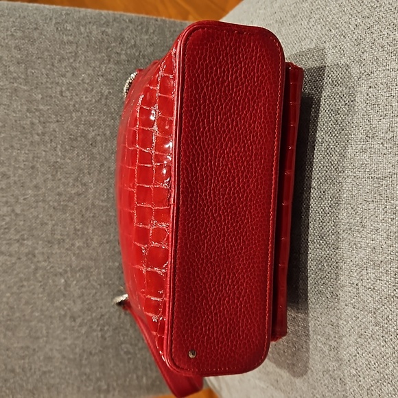 Vintage Brighton Red Croc Embossed Leather Handbag - Picture 9 of 16